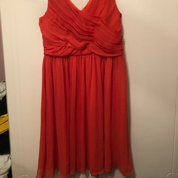 Orange dress with sheer over top - Picture 2 of 5